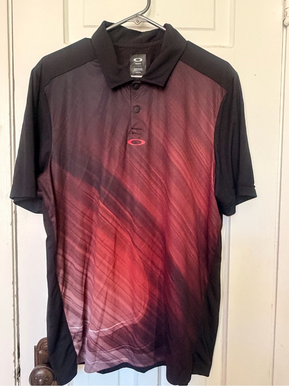 Oakley Men’s Red and Black Gradient Performance Polo